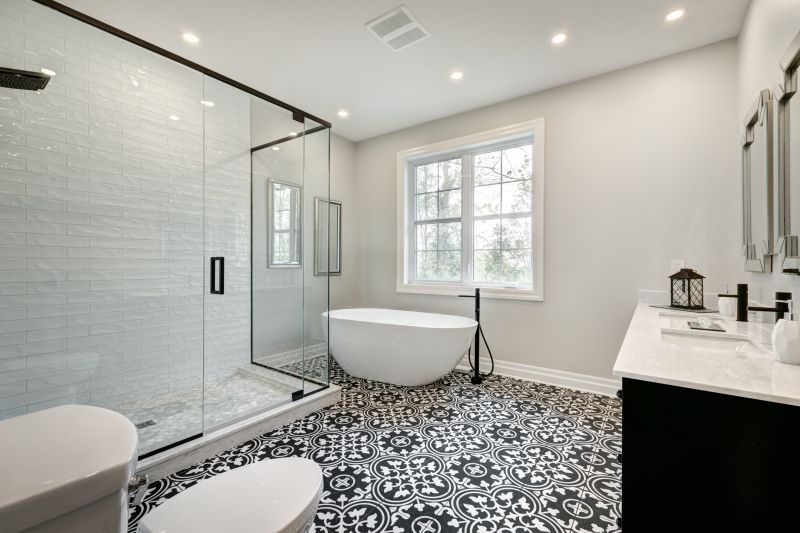 Modern bathroom with freestanding tub