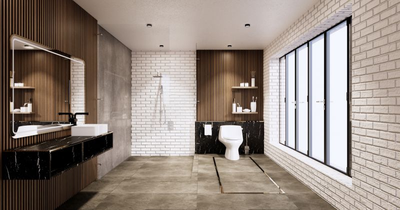 Contemporary bathroom with natural stone